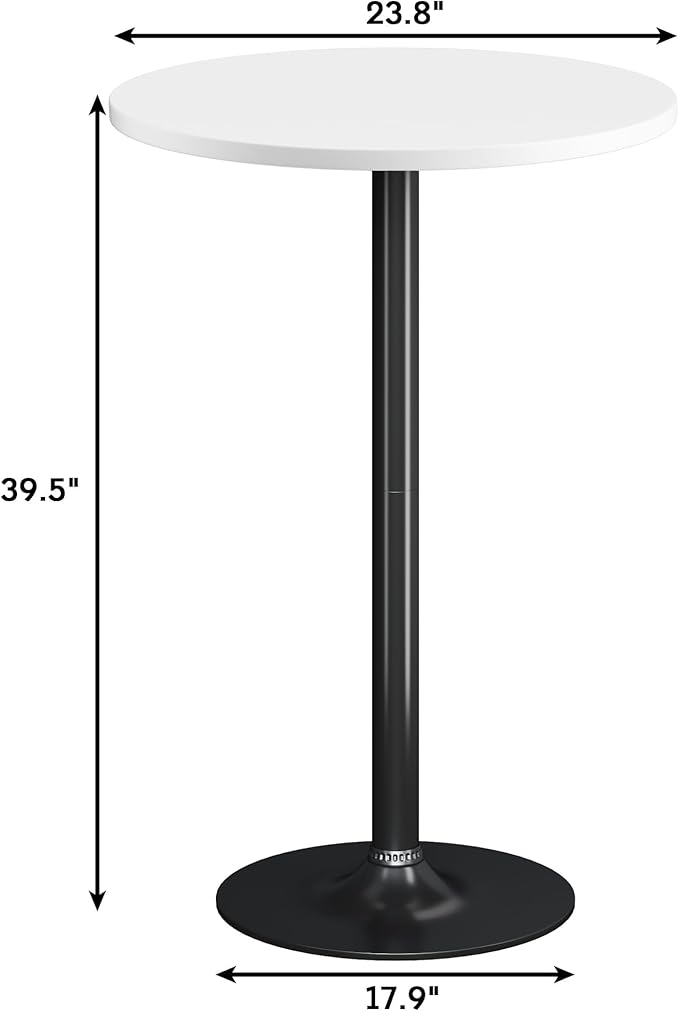 Flamaker Round Bistro Pub Table Modern Style Metal Base MDF Top Cocktail Bar - Image 3