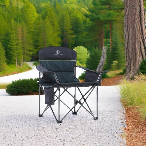 ALPHA CAMP Heavy Duty Camping Chair 500LBS Capacity, Oversized Folding Chair - Image 2