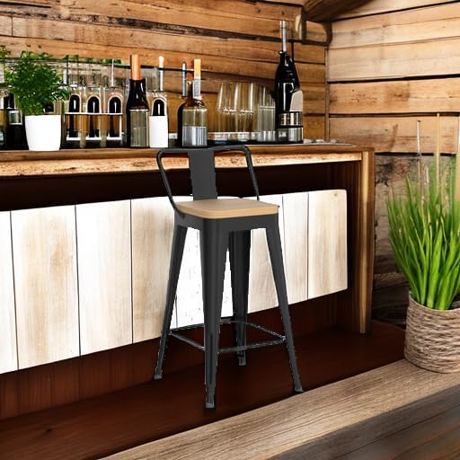 WENTMENT Metal Bar Stools Set of 4 Counter Height Barstools - Image 5