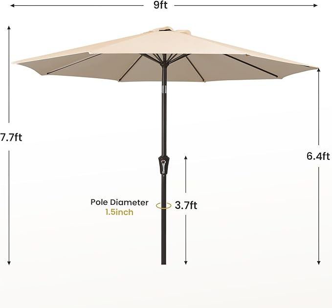 MEWAY 9ft Patio Umbrella Outdoor Table Umbrellas - Image 7