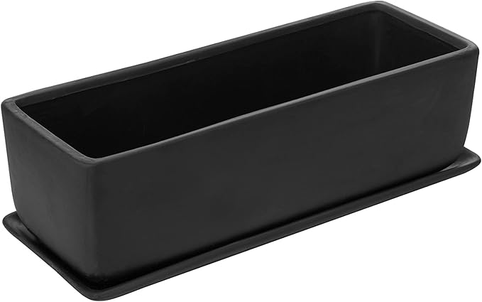 MyGift 14 Inch Ceramic Indoor Plant Pot, Rectangular Succulent Planter by MyGiftHome