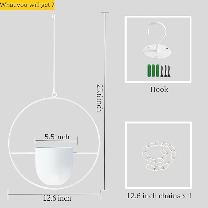 Hanging Planter Indoor Modern Boho Plant Pot Metal Wall and Ceiling Plant Holder - Image 2