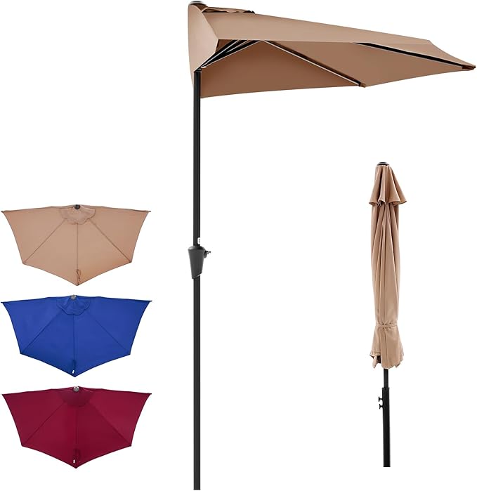 OLIXIS Half 9Ft Umbrella Outdoor Patio, Scalloped Patio Umbrella - Image 8