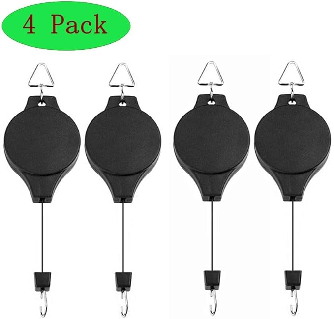 4 Pack Plant Hook Pulley, Retractable Plant Hanger Easy Reach Hanging Flower - Image 2