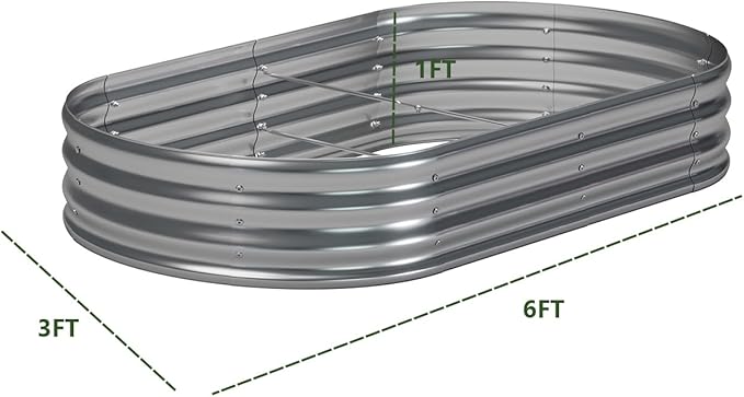 zizin 2 Pack Galvanized Raised Garden Bed Metal Oval Raised Garden Beds Outdoor - Image 3