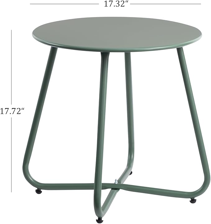 HollyHOME Round Metal Side Table, Rust-Resistant Patio Small Plant Stand - Image 3
