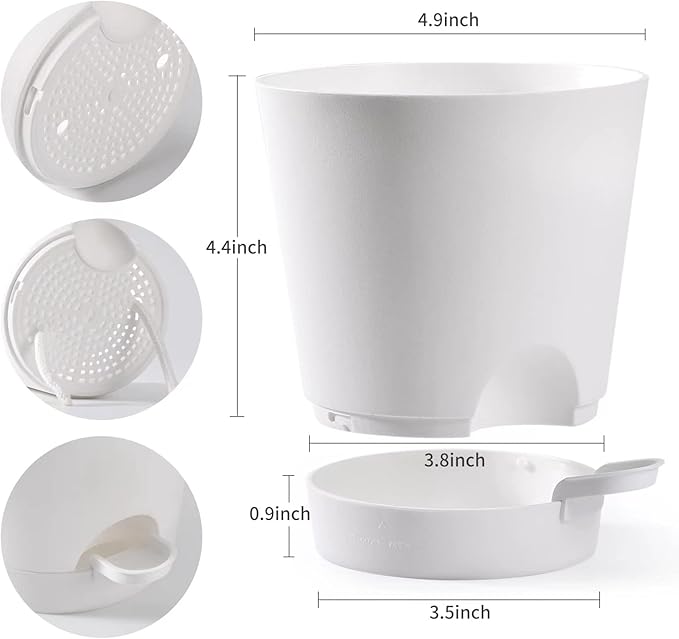 Plant Pots 6 PCS 5 inch Self Watering Planters High Drainage Flowers Pot - Image 2