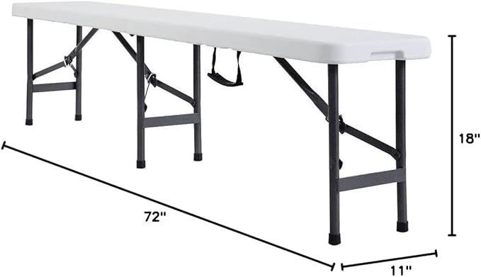 VINGLI 6 feet Plastic Folding Bench, Portable in/Outdoor Picnic Party Camping - Image 3