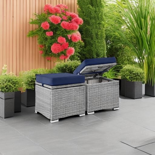 Best Choice Products Set of 2 Wicker Ottomans, Additional Seating, Side Table - Image 6