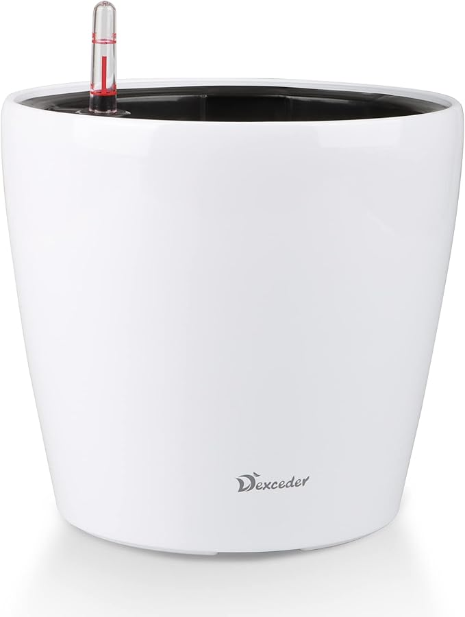 Dexceder 11x10 Inches High Gloss Self Watering Planter Indoor Outdoor, Inner by Dexceder