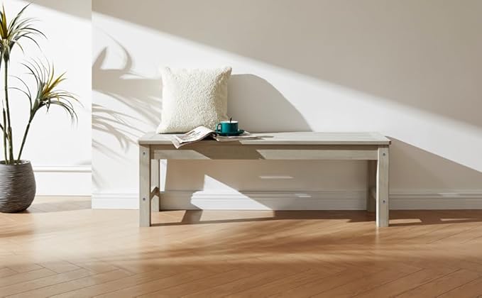 Psilvam 2-Person Outdoor Poly Lumber Patio Backless Bench, Fade-Resistant & - Image 2