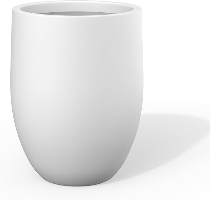 Kante Tall Concrete Planter, 21.7-Inch Height White Large Indoor Outdoor Plant by Kante