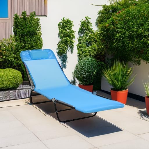 Outsunny Folding Chaise Lounge Chair, Pool Sun Tanning Chair, Outdoor Lounge - Image 6