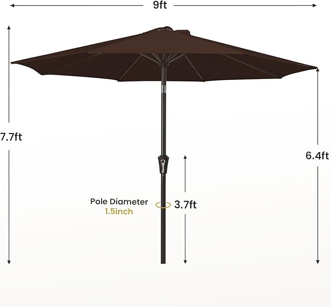 MEWAY 9ft Patio Umbrella Outdoor Table Umbrellas - Image 7