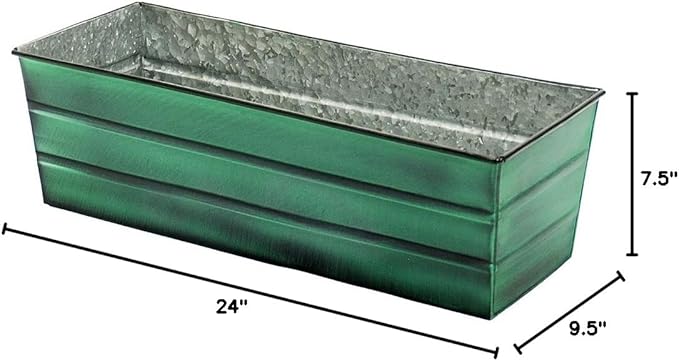 Achla Designs Galvanized Window Flower Box Planter-Green-Medium - Image 10