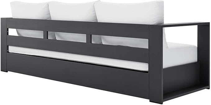 Modway Tahoe Aluminum Outdoor Patio Sofa in Gray White - Image 6