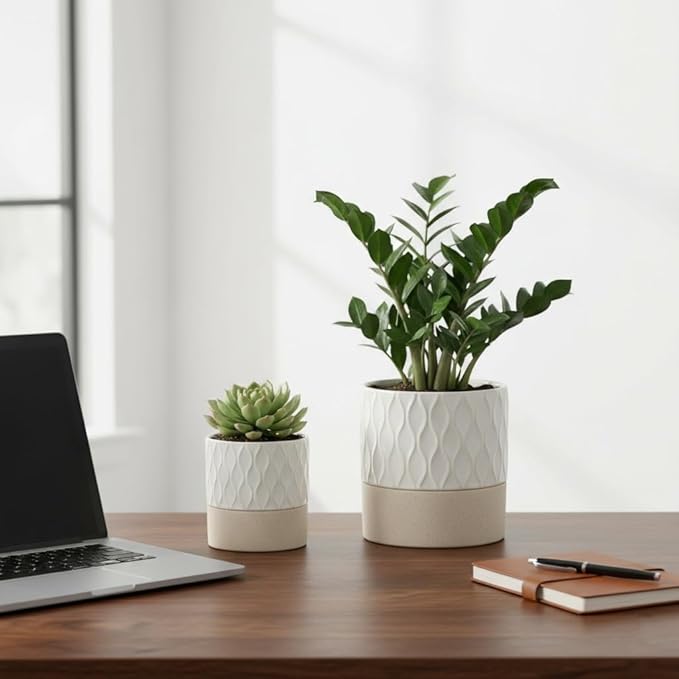 Nihow Self Watering Plant Pot for Indoor Plants: 4.5+6 Inch Ceramic Planter - Image 4