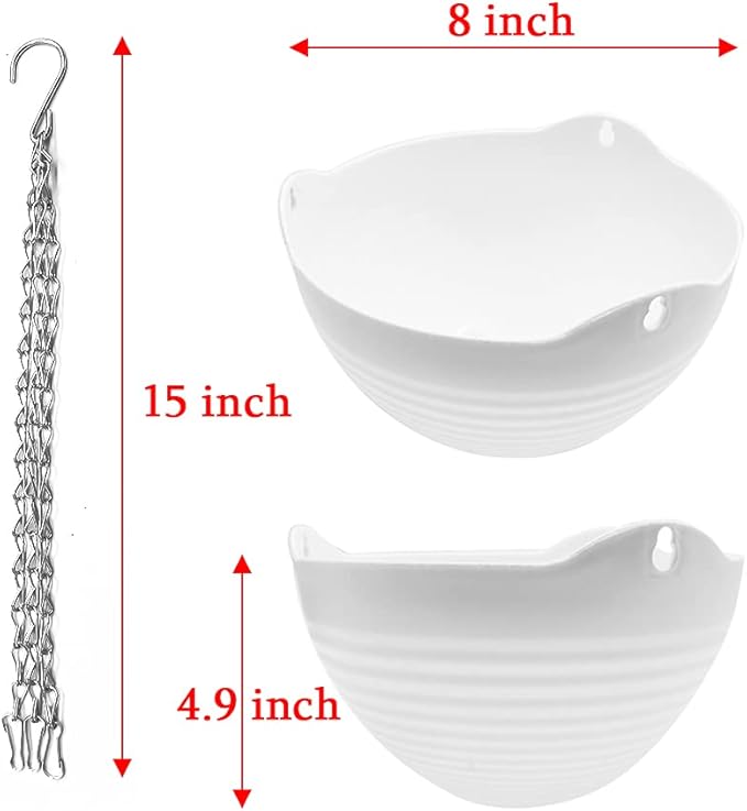 4 Pack 8 inch Hanging Planter Pots, Self-Watering Round Hanging Basket - Image 6