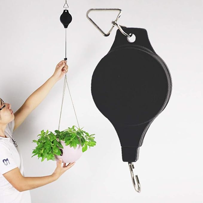Pack Plant Hook Pulley, Retractable Plant Hanger Easy Reach Hanging Flower - Image 7