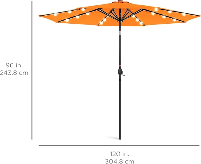 Best Choice Products 10ft Solar Polyester LED Lighted Patio Umbrella w/Tilt - Image 7