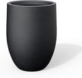 Kante Tall Concrete Planter, 21.7-Inch Height Black Large Indoor Outdoor Plant by Kante