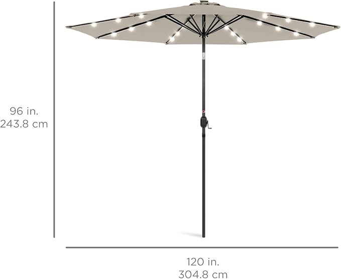 Best Choice Products 10ft Solar Polyester LED Lighted Patio Umbrella w/Tilt - Image 7