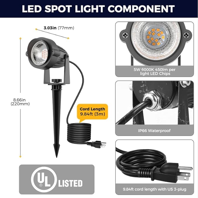 L LOHAS LED 5W Dusk to Dawn Outdoor Lighting, Auto On/Off 6000K Landscape - Image 4