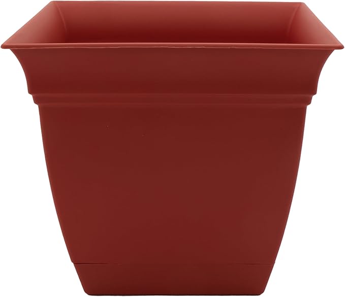 The HC Companies Eclipse Square Plastic Planter w/ Attached Saucer by TheHCCompanies