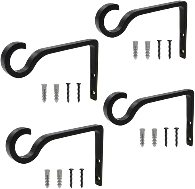 4Pack Hanging Plant Bracket 6inch Metal Plant Hook Shepherds Hook Decorative by QIEGL