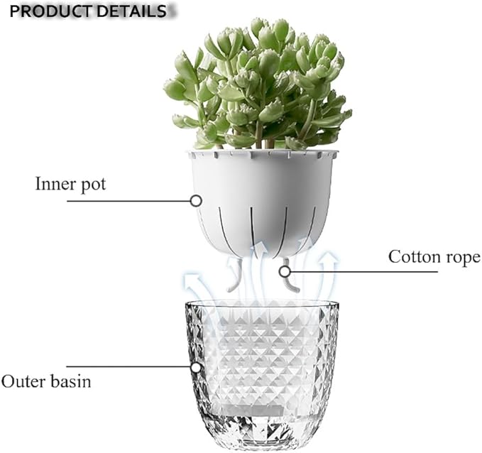 Self Watering Pots for Indoor Plants, Flower Pots, Self Watering Plant Pot-6pcs - Image 3
