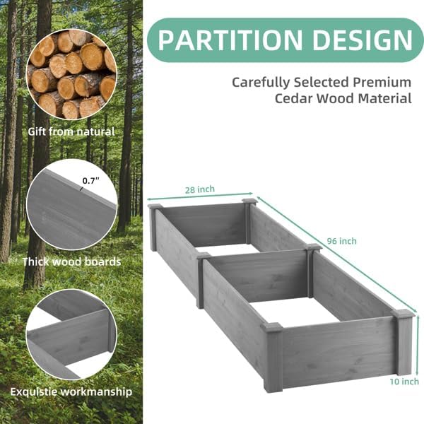 Over Ground 96x28x10 inch Raised Garden Bed, Large Wood Planter Box - Image 5
