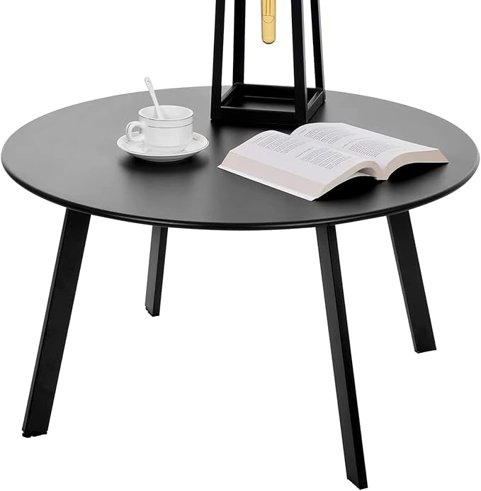 Outdoor Side Table, Outdoor/Indoor Metal Steel Patio Coffee Table, Round by Meluvici