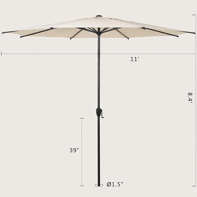 Abba Patio 11FT Lyon Outdoor Patio Umbrella Outdoor Table Umbrella - Image 7