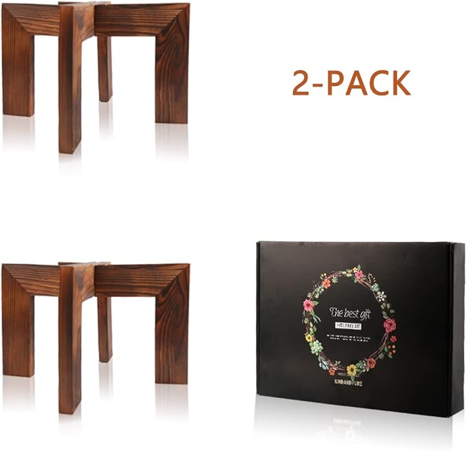 Gendral Forwepup 2 Pack Wood Plant Stand, Mid Century Modern Planter Stand - Image 3
