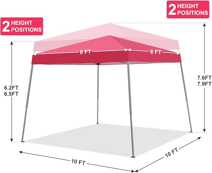 Canopy Tent, 10X10 FT Pop Up Canopy Outdoor Instant Tent Slant Legs - Image 5