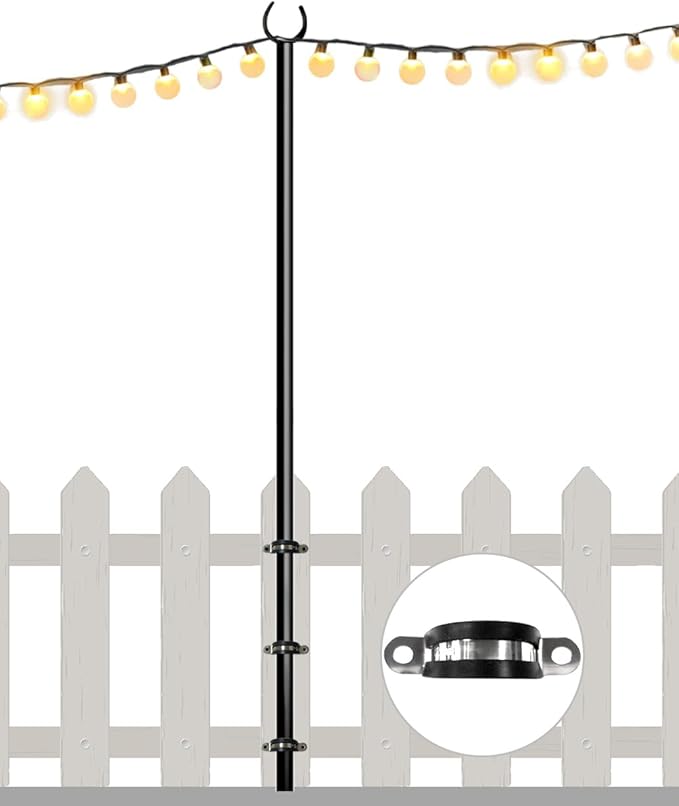 10FT String Light Pole for Outdoor, Heavy Duty Metal Lighting Stand Pole for by Eazielife