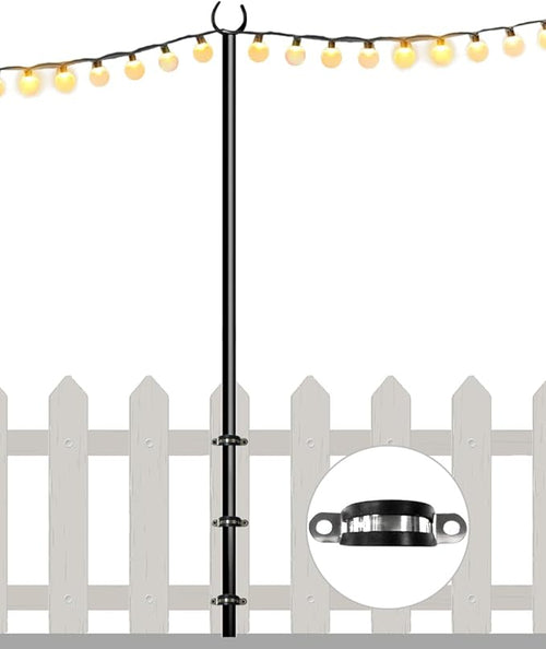 10FT String Light Pole for Outdoor, Heavy Duty Metal Lighting Stand Pole for by Eazielife