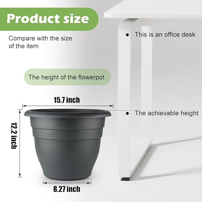 3 Pack Large 16 Inch Plastic Plant Pots - Image 4