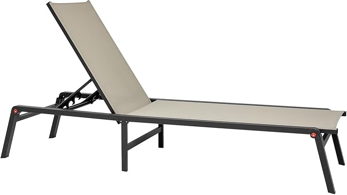 VEVOR Outdoor Chaise Lounge Chair Set of 2, 400 lbs Weight Capacity, Foldable - Image 9