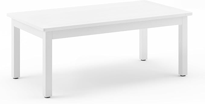 LUE BONA Outdoor Coffee Table, HDPS White Patio Coffee Tables by LUEBONA