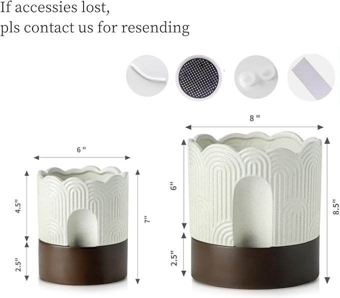 Nihow Self Watering Plant Pot Set: 6 Inch & 8 Inch Ceramic Planter - Image 2