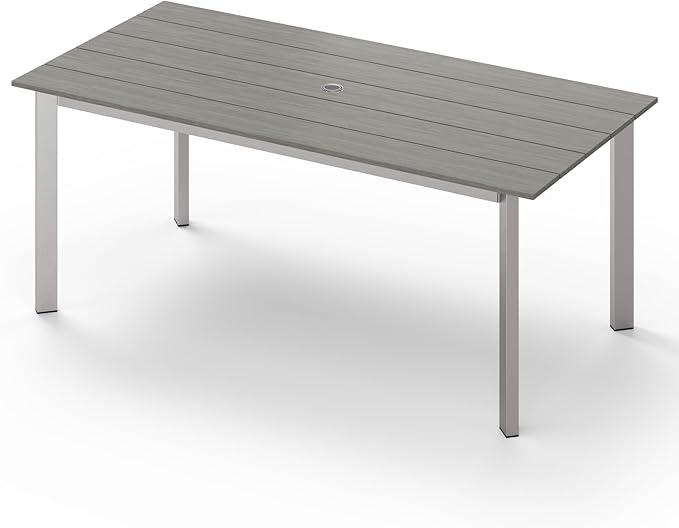 67" Rectangle HDPS Patio Dining Table, Aluminum Outdoor Patio Dining Table by Oasbira