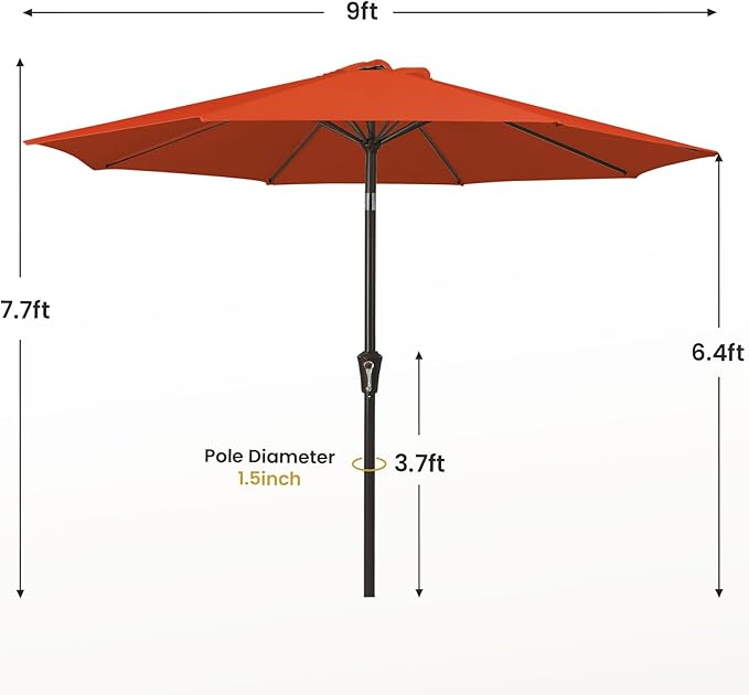 MEWAY 9ft Patio Umbrella Outdoor Table Umbrellas - Image 7