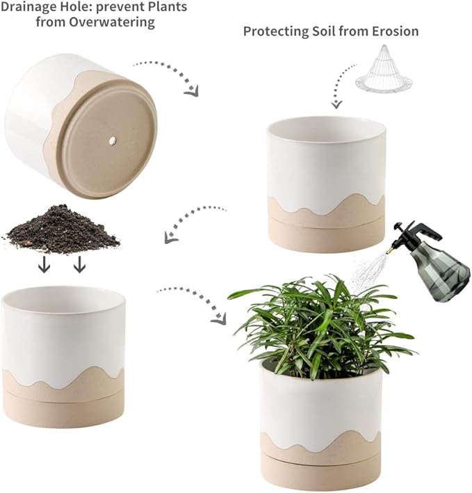 Nihow Ceramic Plant Pot: 6 Inch Planter - Image 3
