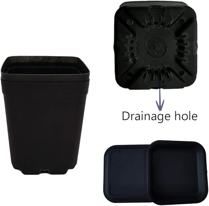 OJYUDD 24 Pack 3 Inch Black Nursery Pot Flower Pots Square Plastic Plant Pot - Image 3