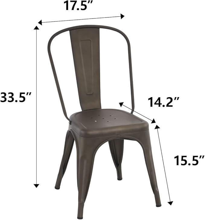 Nazhura Metal Dining Chair Farmhouse Tolix Style - Image 2