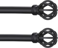 Black Curtain Rods for Windows 28 to 48 Inch, 2 Pack 5/8" Diameter Heavy Duty by Poskena