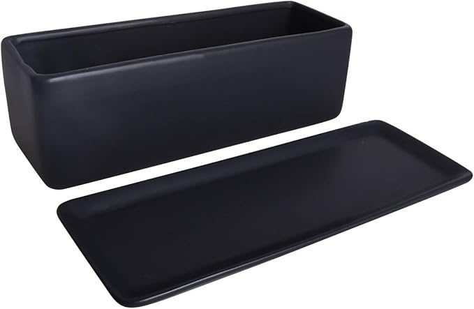 Vencer 12 Inch Rectangular Modern Minimalist Ceramic Succulent Planter Pot - Image 3