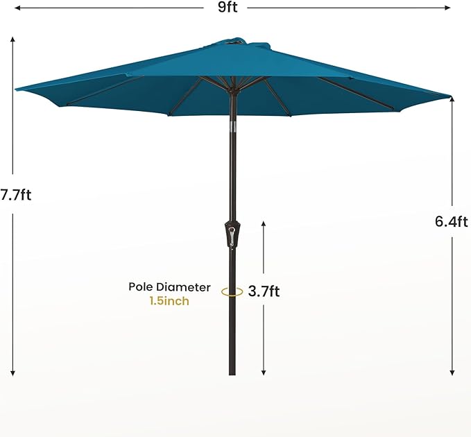 MEWAY 9ft Patio Umbrella Outdoor Table Umbrellas - Image 7