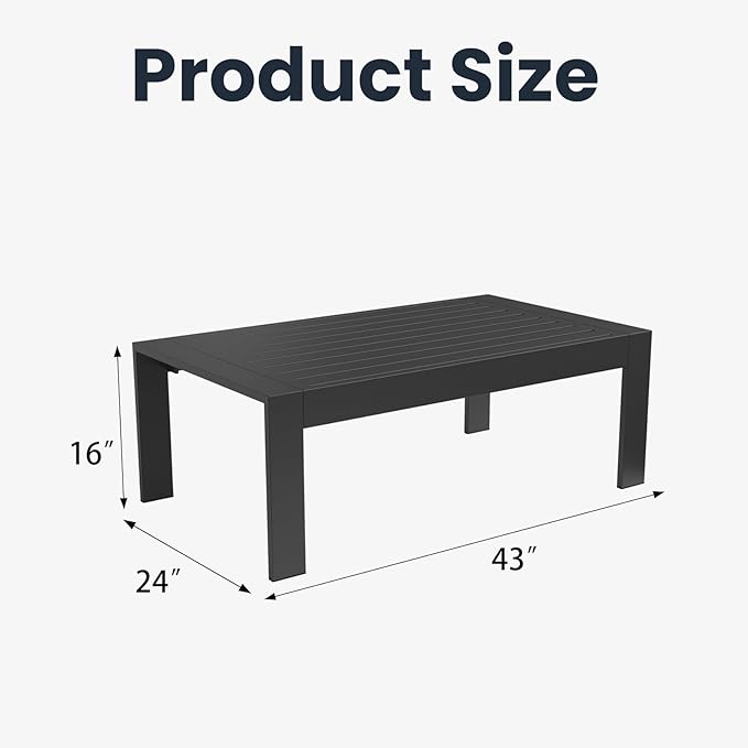 Outdoor Rectangle Patio Aluminum Coffee Tables - Image 3